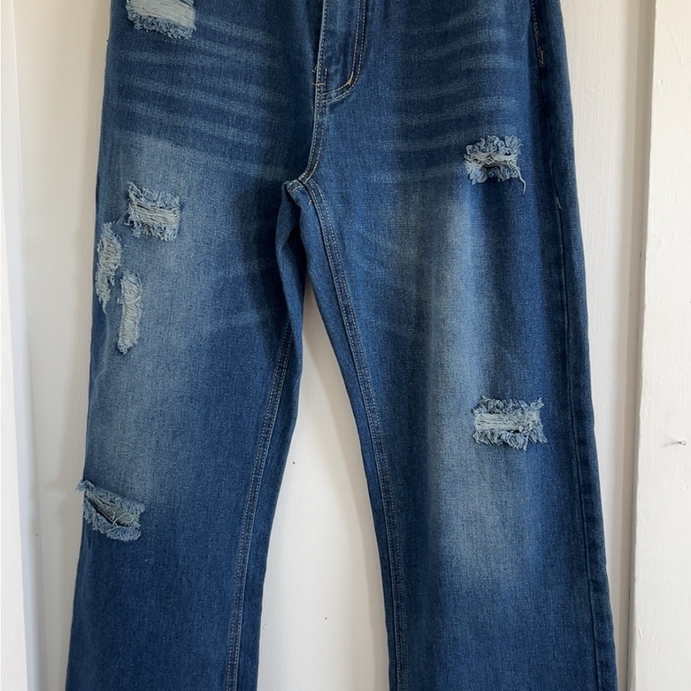 Distressed Blue Jeans